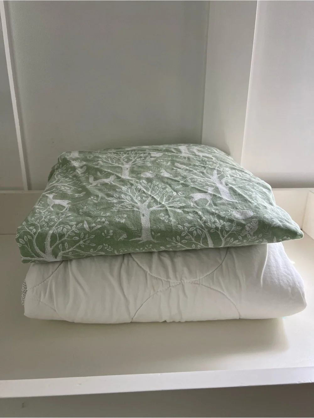 IKEA Green and White Tree Print Cotton Duvet Cover and Insert